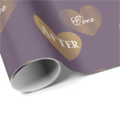 Personalisiertes zweimal Goldenes Herz, Mauve Lila Geschenkpapier (Rolleneckpunkt)