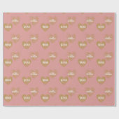 Personalisiertes, zweimal goldenes Herz, rosa Dais Geschenkpapier (Flach)