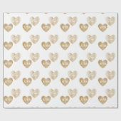 Personalisiertes, zweimal goldenes Herz, weiß Geschenkpapier (Flach)