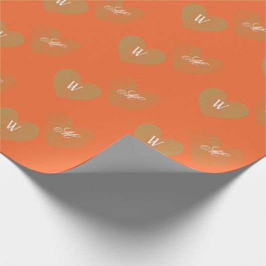 Personalisiertes zweimaliges goldenes Herz, gebran Geschenkpapier (Ecke)