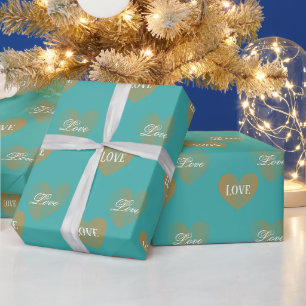 Personalisiertes zweimaliges goldenes Herz, Verdig Geschenkpapier