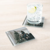 Personalisiertes zweiseitiges Foto Glasuntersetzer (Schrägansicht)