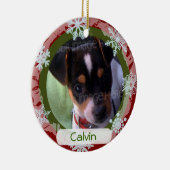 Personalisiertes zweiseitiges Foto, rot und grün Keramikornament (Rechts)