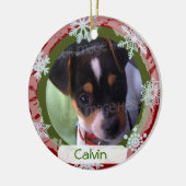 Personalisiertes zweiseitiges Foto, rot und grün Keramikornament (Links)