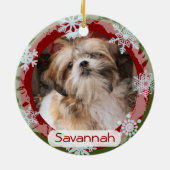 Personalisiertes zweiseitiges Foto, rot und grün Keramikornament (Hinten)