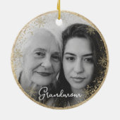 Personalisiertes zweiseitiges Memory Snowflake Fot Keramik Ornament (Hinten)