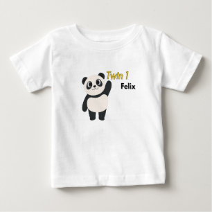 Personalisiertes Zwilling 1 Panda Baby-Body Baby T-shirt