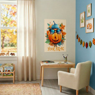 Personalisiertes zwinkerndes Kürbis-Halloween-Kind Poster