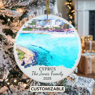 Personalisiertes Zypern-Ornament, Zypern-Geschenk Keramik Ornament
