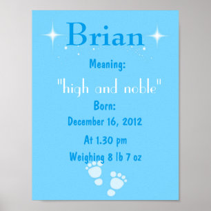 Personalisischer Name bedeutet "Keepake Kinderzimm Poster