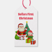 Personalisischer Name Elf des ersten Weihnachtsjun Geschenkanhänger (Vorderseite)