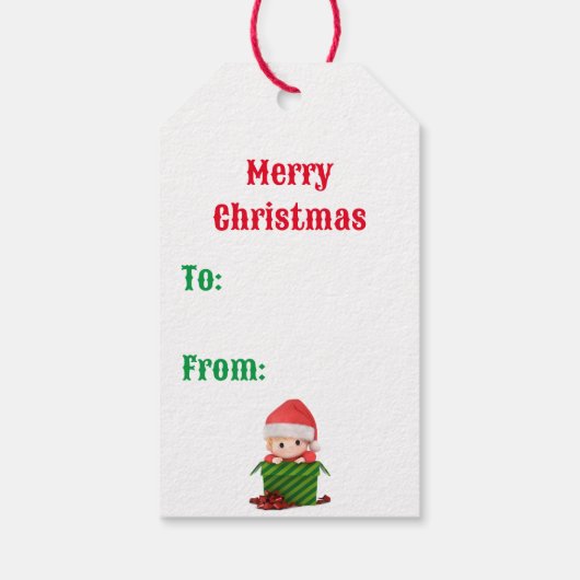 Personalisischer Name Elf des ersten Weihnachtsjun Geschenkanhänger (Rückseite)