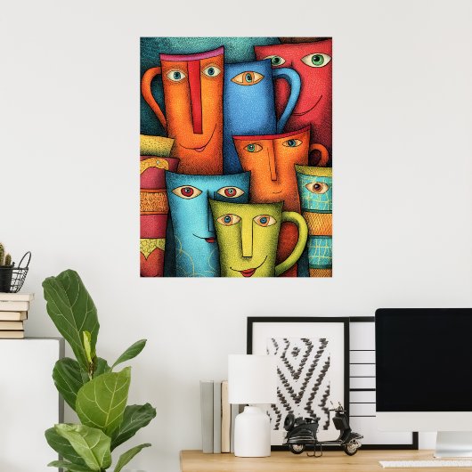 Personality Plus Smiling Cups Poster (Heimbüro)