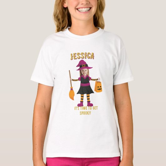 Personaliz Foto Kostüm Halloween-Party für Kinder T-Shirt (Vorderseite)