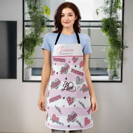 Personaliz Stylish XOXO Valentinstag Muster Schürze