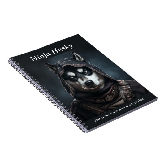 Personalizabl Ninja Dog Husky Notebook Black Notizblock (Rechte Seite)