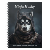 Personalizabl Ninja Dog Husky Notebook Black Notizblock (Vorderseite)