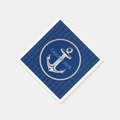 Personalizable Blue Anchor | Muster Serviette (Ecke)