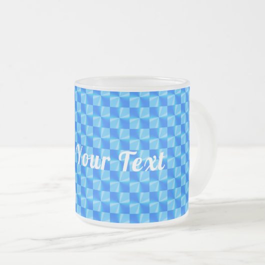 Personalizable Blue Modern Trenddesign Muster Mattglastasse (VorderseiteRechts)