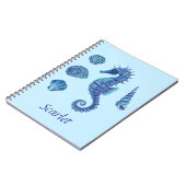 Personalizable Blue Seepferd & Seashells Notizblock (Linke Seite)