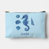 Personalizable Blue Seepferd & Seashells Zubehörtasche (Vorderseite)
