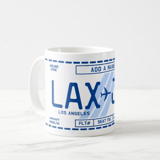 Personalizable Boarding Pass Mug for Travel Fans Kaffeetasse (Vorderseite Links)