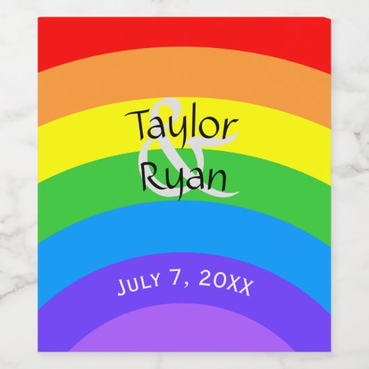 Personalizable Bright Rainbow Weinetikett (Einzelnes Label)