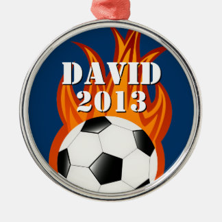 Personalizable fooball/Fußballverzierung Silbernes Ornament