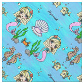 Personalizable Gewebe der Chibi Animemeerjungfrau Stoff (Nahaufnahme)