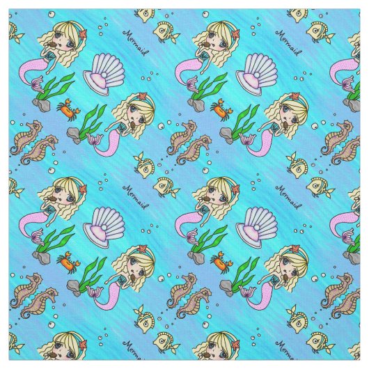 Personalizable Gewebe der Chibi Animemeerjungfrau Stoff (Muster)