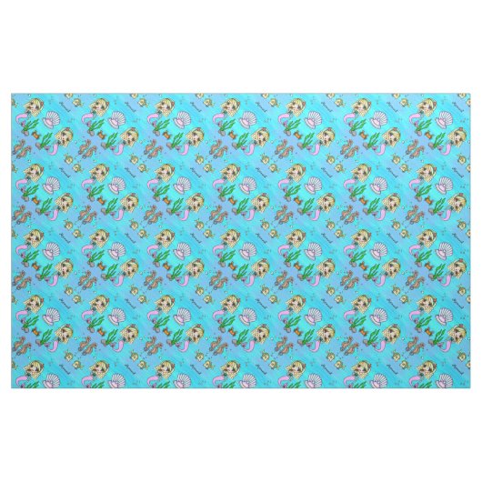 Personalizable Gewebe der Chibi Animemeerjungfrau Stoff (Fat Quarter (45,7 x 55,9 cm))