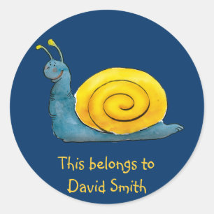 Personalizable glückliche Schule Schnecke- Runder Aufkleber