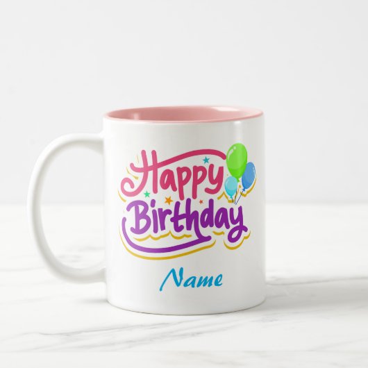 Personalizable Happy Geburtstag Kaffee Tasse (Links)