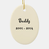 Personalizable Hunde-Gedenkornament Keramikornament (Hinten)