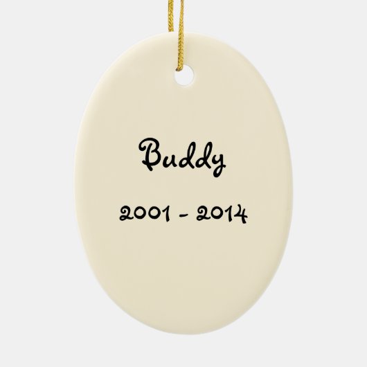 Personalizable Hunde-Gedenkornament Keramikornament (Hinten)