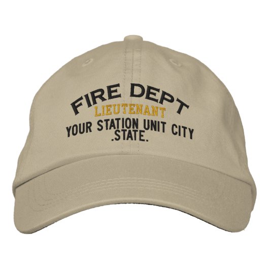 Personalizable Lieutenant Firefighter Hat Bestickte Kappe (Vorderseite)