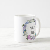 Personalizable lila lila Wreath und Drosseln Kaffeetasse (VorderseiteRechts)