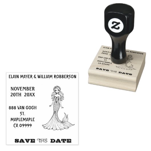 Personalizable Lovely Mermaid Save the Date Gummistempel (Stempel)