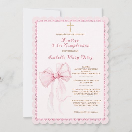 Personalizable Para Bautizo y Primer Cumpleaños Einladung (Vorderseite)