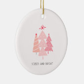 Personalizable Pink Tree Sobriety Weihnachten Keramik Ornament (Rechts)