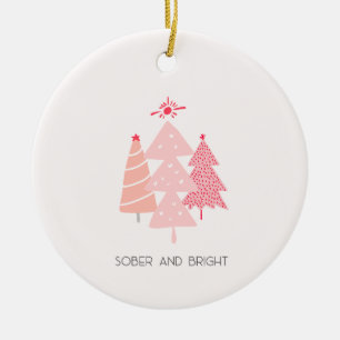 Personalizable Pink Tree Sobriety Weihnachten Keramik Ornament