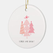 Personalizable Pink Tree Sobriety Weihnachten Keramik Ornament (Links)