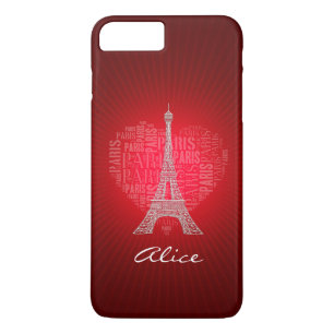 Personalizable rote Liebe Paris iPhone 8 Plus/7 Plus Hülle