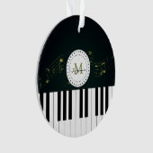 Personalizable Schwarz-weißes Klavier befestigt Ornament (Vorderseite)