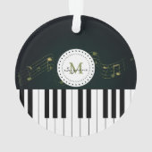 Personalizable Schwarz-weißes Klavier befestigt Ornament (Rückseite)