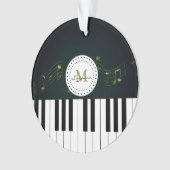 Personalizable Schwarz-weißes Klavier befestigt Ornament (Vorderseite)