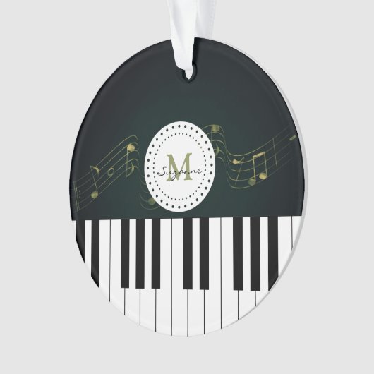 Personalizable Schwarz-weißes Klavier befestigt Ornament (Vorderseite)