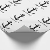 Personalizable schwarzer Seeanker Geschenkpapier (Ecke)