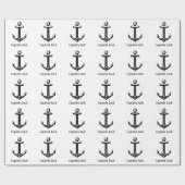 Personalizable schwarzer Seeanker Geschenkpapier (Flach)