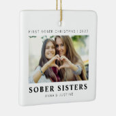 Personalizable Sober Sisters Best Friends Xmas Keramikornament (Rechts)